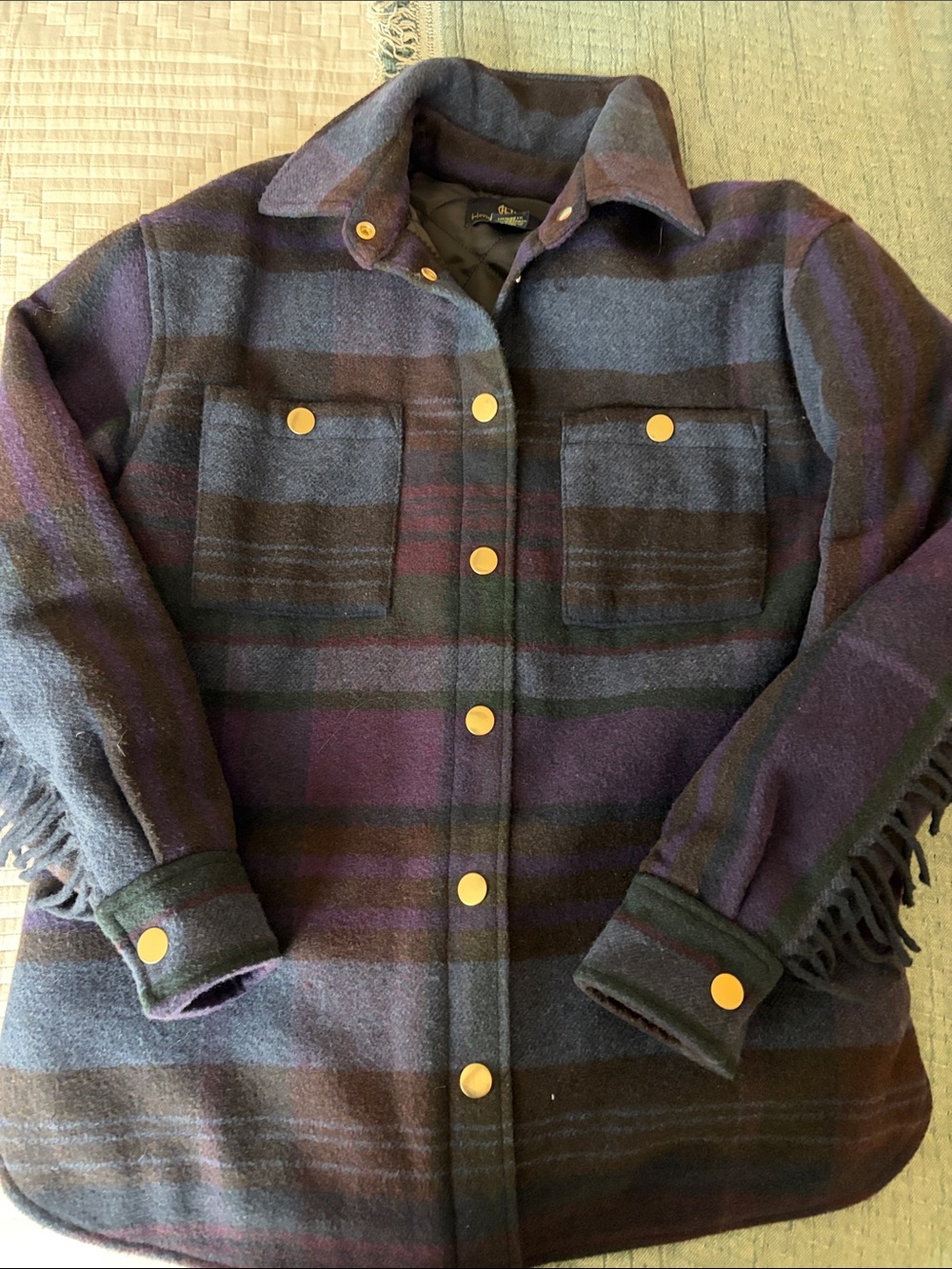 House of Harlow Plaid Fringe Shacket